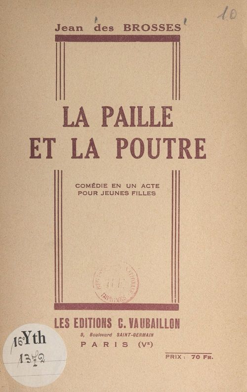 ebook cover of La paille et la poutre, by Jean Des Brosses