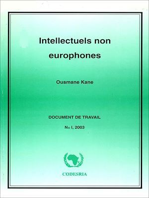 ebook cover of Intellectuels non europhones, by Ousmane Kane