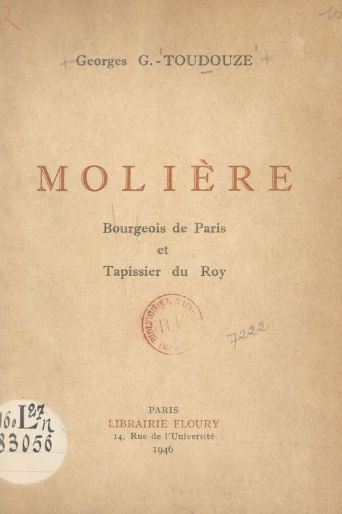 ebook cover of Molière, bourgeois de Paris et tapissier du Roy, by Georges Gustave Toudouze
