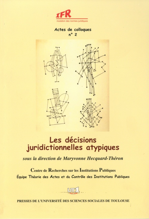 Couverture ebook de Les décisions juridictionnelles atypiques, de