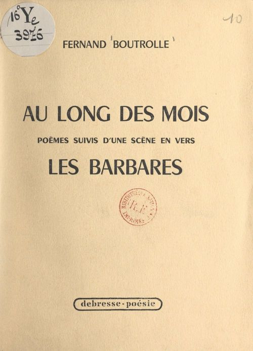 Couverture ebook de Au long des mois, de Fernand Boutrolle