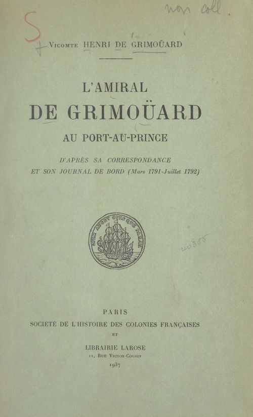 Couverture ebook de L'amiral de Grimoüard au Port-au-Prince, de Henri De Grimouard