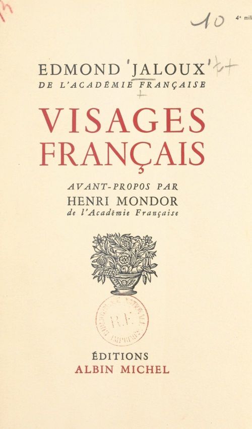 Couverture ebook de Visages français, de Edmond Jaloux
