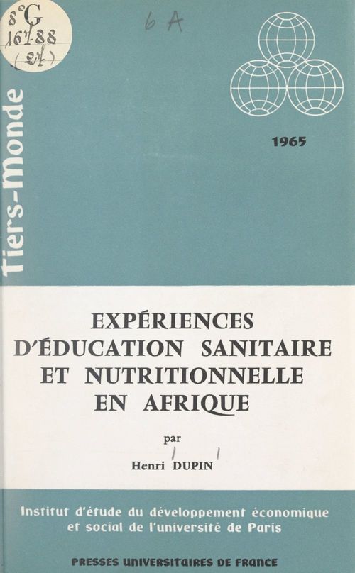 Couverture ebook de Expériences d'éducation sanitaire et nutritionnelle en Afrique, de Henri Dupin