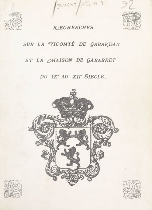 ebook cover of Recherches sur la vicomté de Gabardan et la maison de Gabarret du IXe au XIIe siècle, by Michel Devert