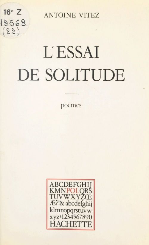 Couverture ebook de L'essai de solitude, de Antoine Vitez