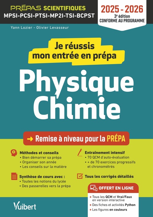 ebook cover of Je réussis mon entrée en prépa scientifique. Physique-Chimie 2025-2026, by Yann Lozier, Olivier Levasseur
