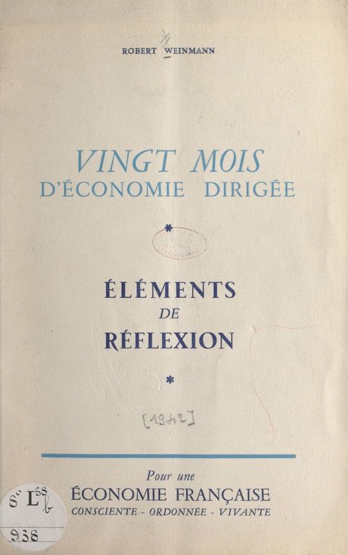ebook cover of Vingt mois d'économie dirigée, by Robert Weinmann