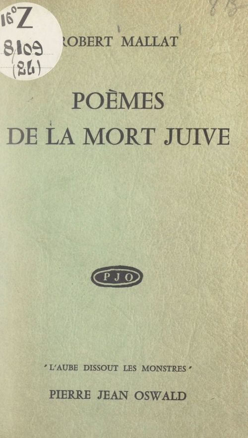 Couverture ebook de Poèmes de la mort juive, de Robert Mallat