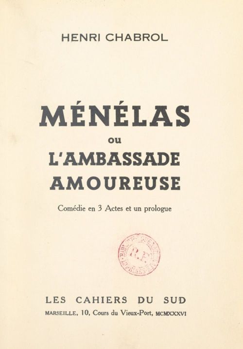 ebook cover of Ménélas, by Henri Chabrol