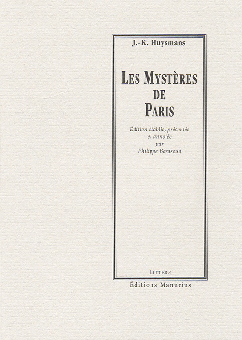 ebook cover of Les Mystères de Paris, by Joris-Karl Huysmans