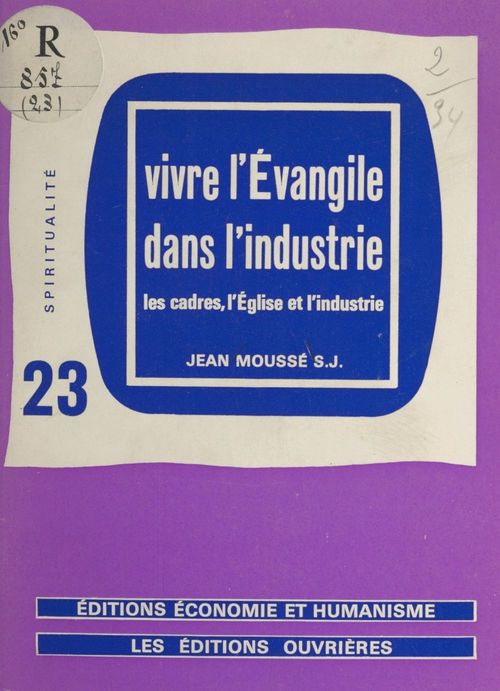 ebook cover of Vivre l'Évangile dans l'industrie, by Jean Mousse