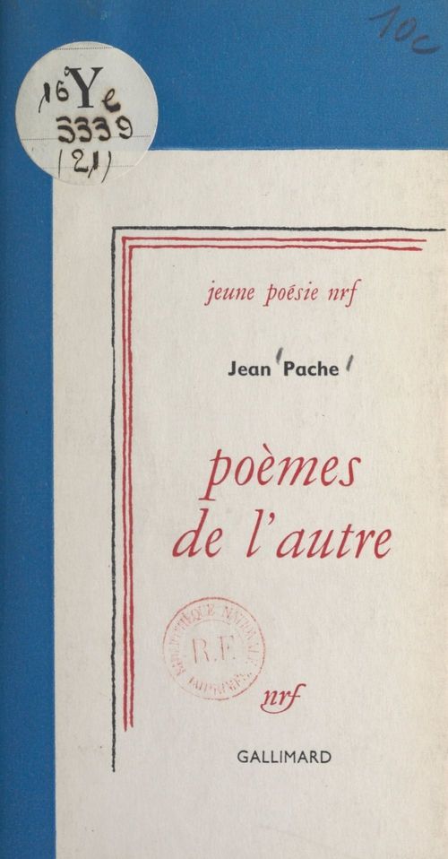 Couverture ebook de Poèmes de l'autre, de Jean Pache
