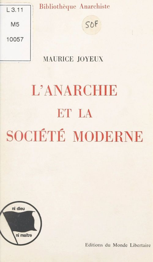 ebook cover of L'anarchie et la société moderne, by Maurice Joyeux