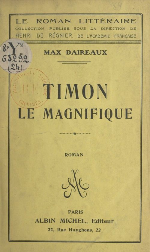 ebook cover of Timon le magnifique, by Max Daireaux