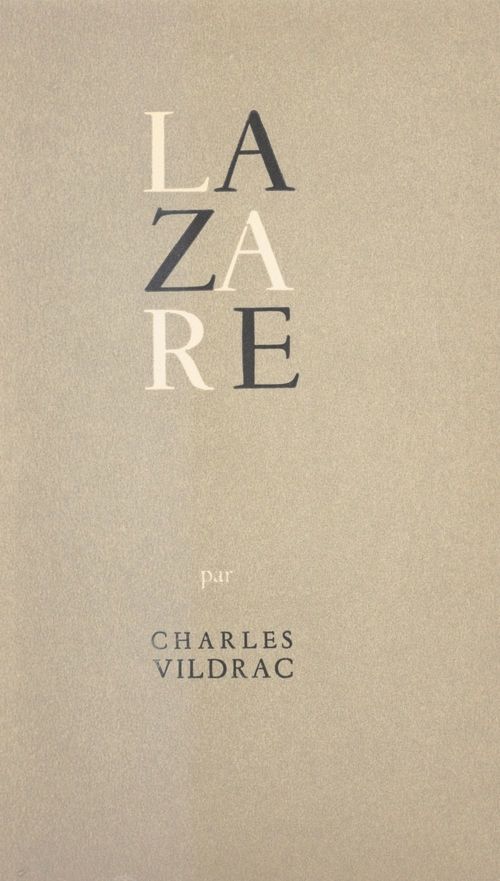 ebook cover of Lazare, by Charles Vildrac