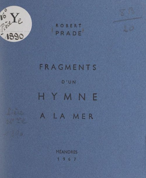 Couverture ebook de Fragments d'un hymne à la mer, de Robert Prade