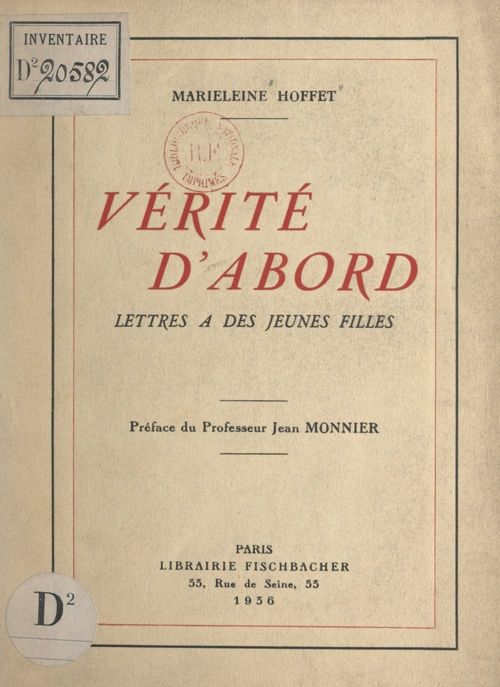 Couverture ebook de Vérité d'abord, de Marieleine Hoffet