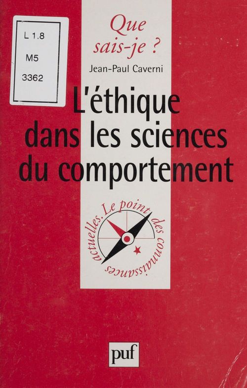 ebook cover of L'Éthique dans les sciences du comportement, by Jean-Paul Caverni