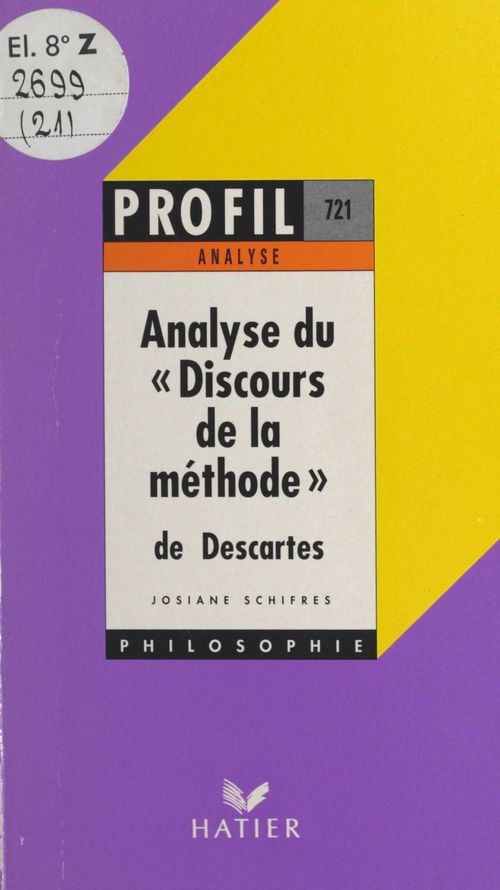 Couverture ebook de Discours de la méthode, 1637, Descartes, de Josiane Schifres