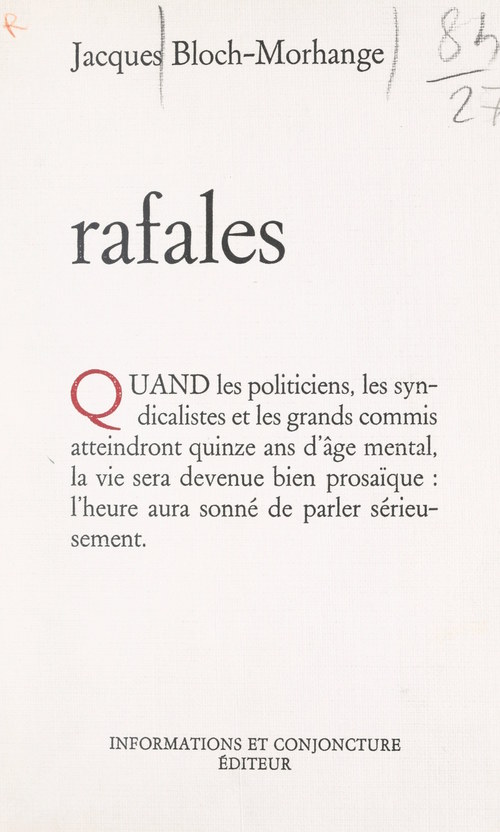 ebook cover of Rafales, by Jacques Bloch-Morhange