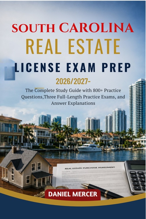 ebook cover of SOUTH CAROLINA REAL ESTATE LICENSE EXAM PREP 2026 - 2027 EDITION, by Daniel Mercer