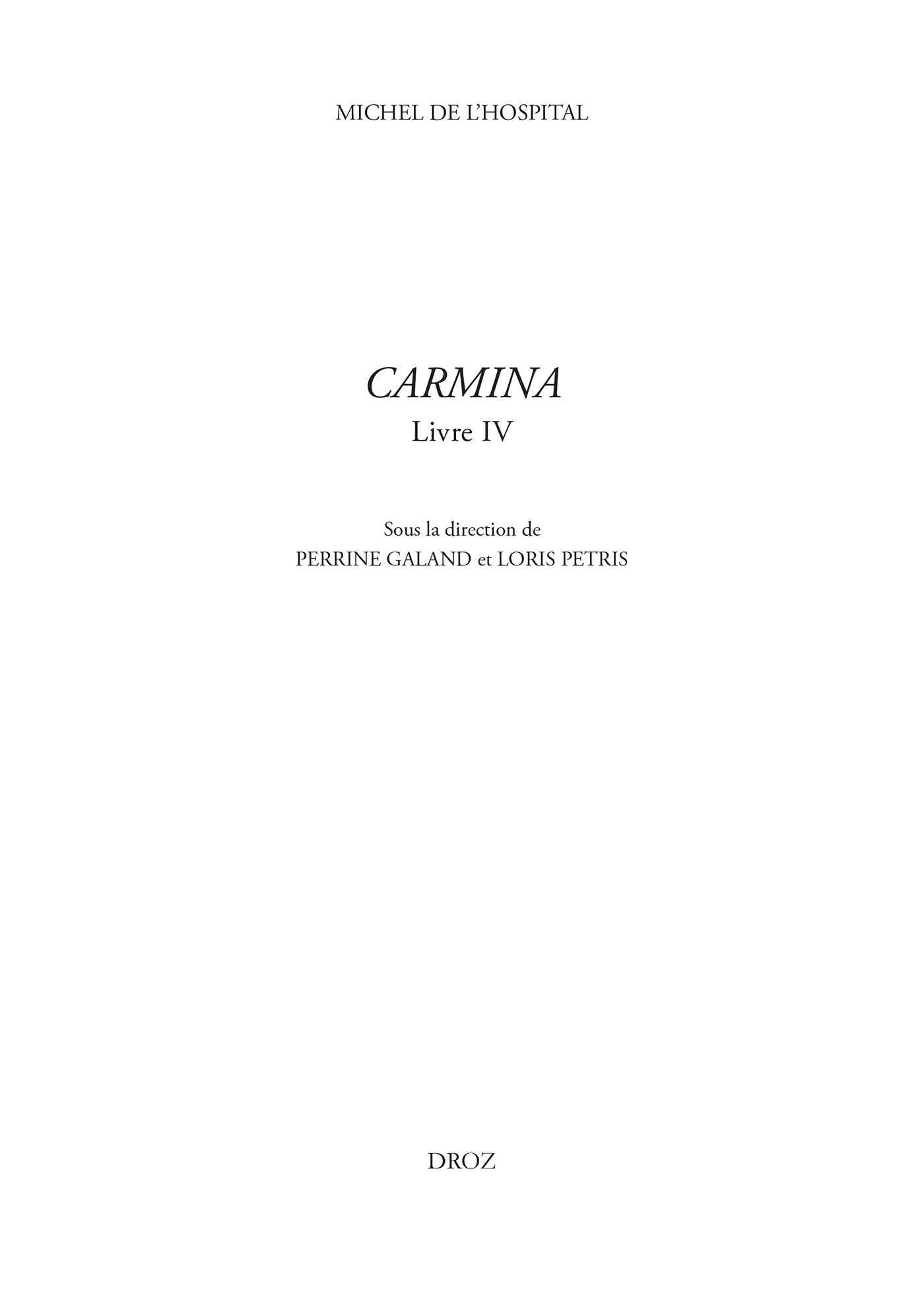 Couverture ebook de Carmina, de Michel de L'hospital