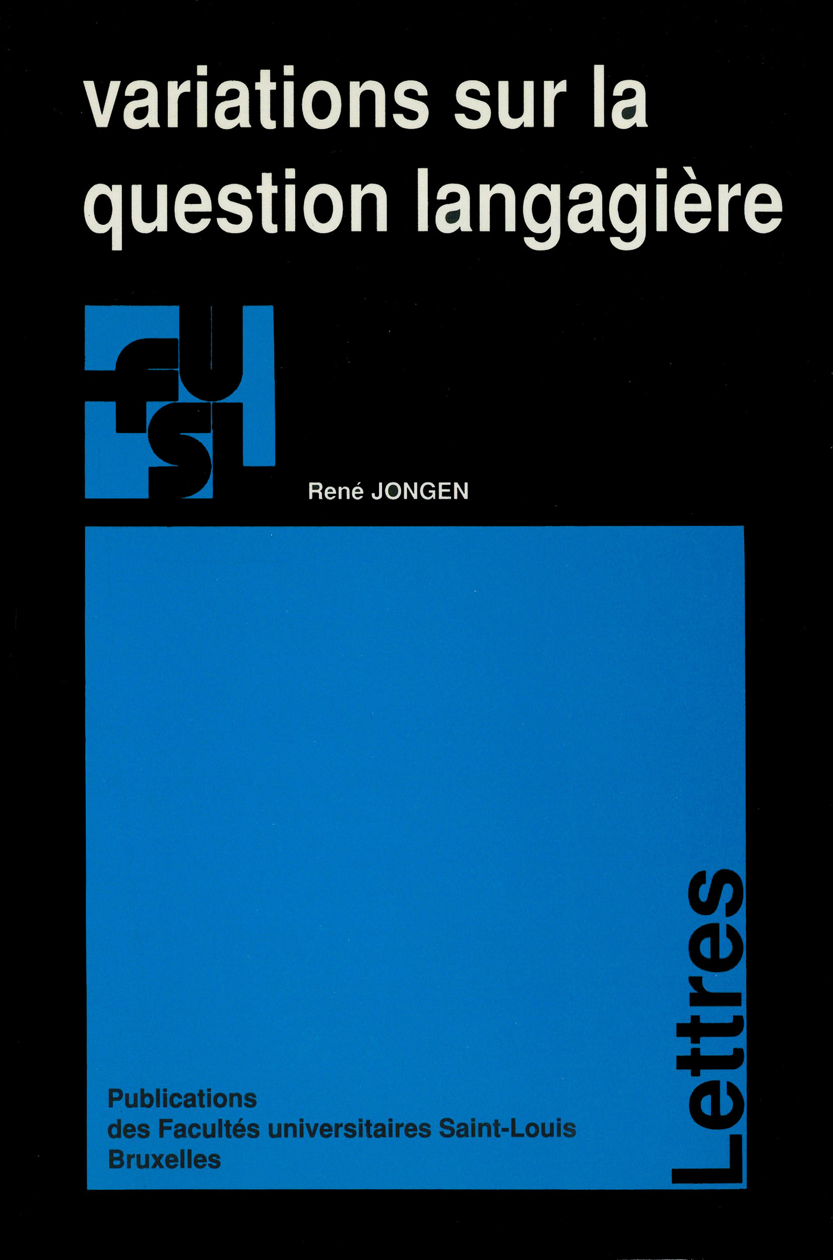 ebook cover of Variations sur la question langagière, by René-Marie Jongen