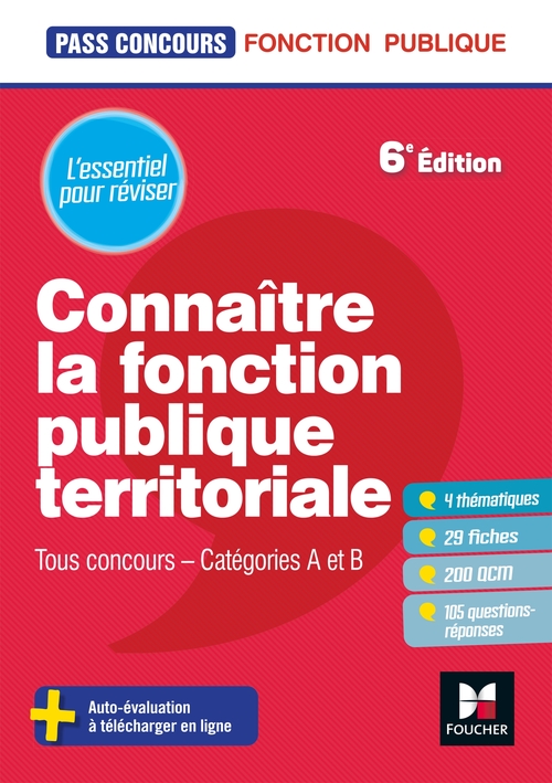Couverture ebook de Pass'Concours - Connaître la Fonction publique territoriale cat. A et B - Révision et entrainement, de Brigitte Le page