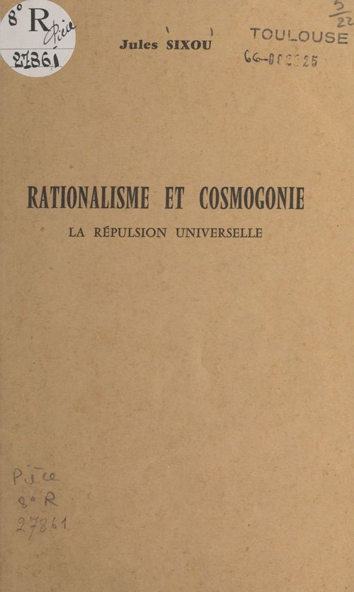 Couverture ebook de Rationalisme et cosmogonie, de Jules Sixou