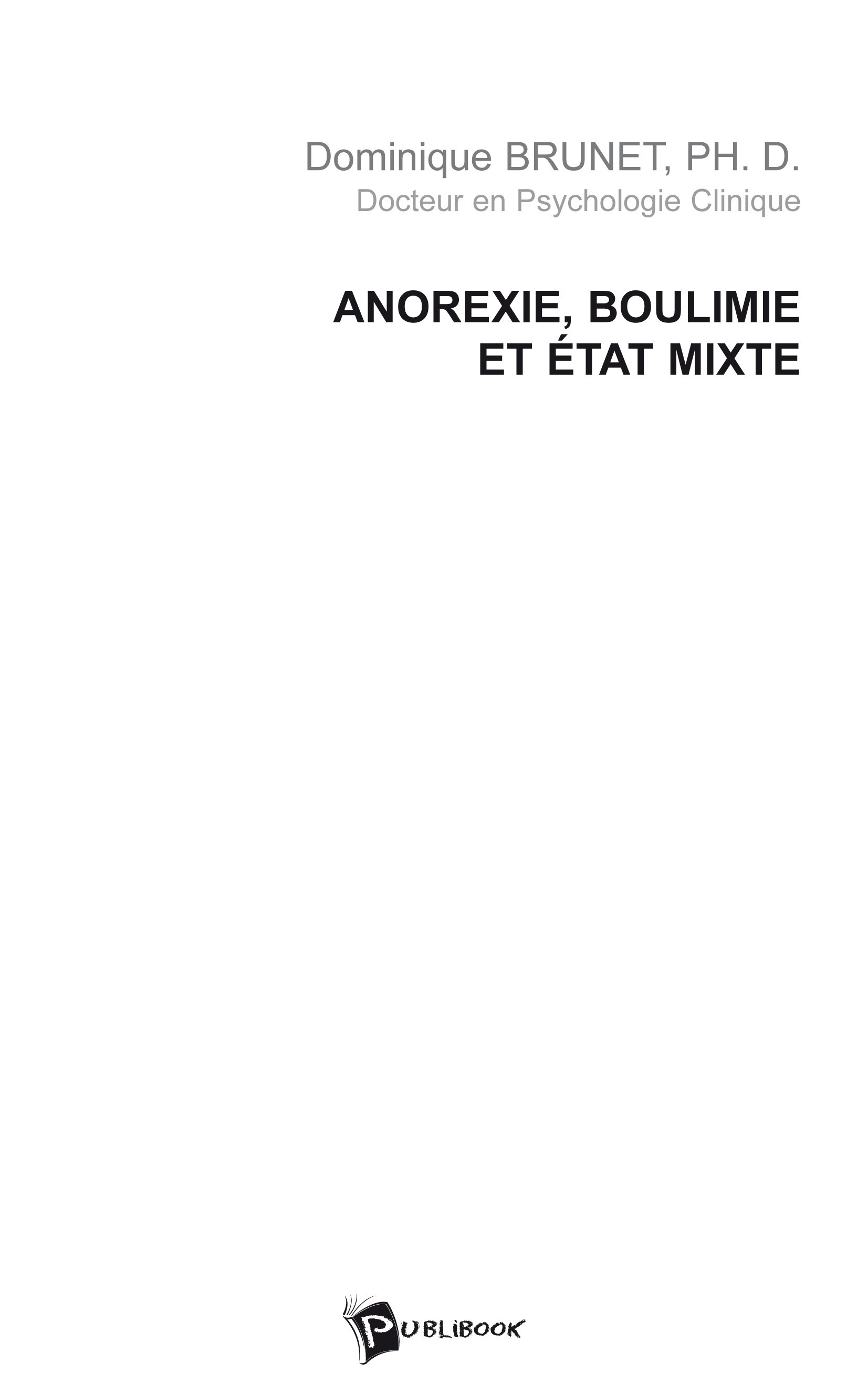 Couverture ebook de Anorexie, boulimie et état mixte, de Pascal Zedet