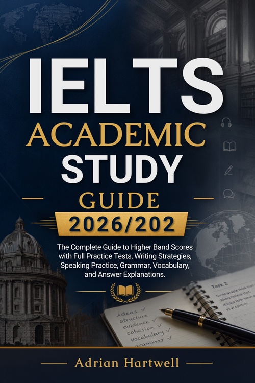 Couverture ebook de IELTS  ACADEMIC  STUDY GUIDE 2026/2027, de Adrian Hartwell