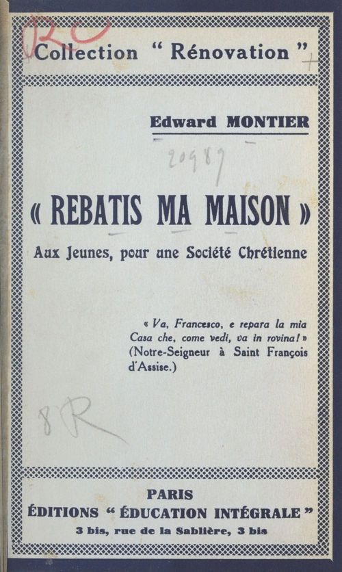 Couverture ebook de Rebâtis ma maison, de Edward Montier