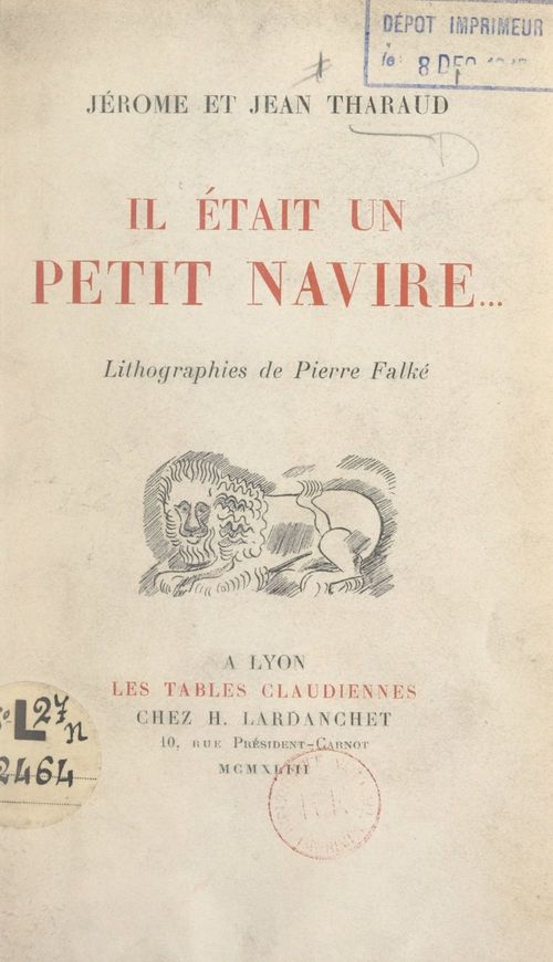 Couverture ebook de Il était un petit navire..., de Jean Tharaud, Jerome Tharaud