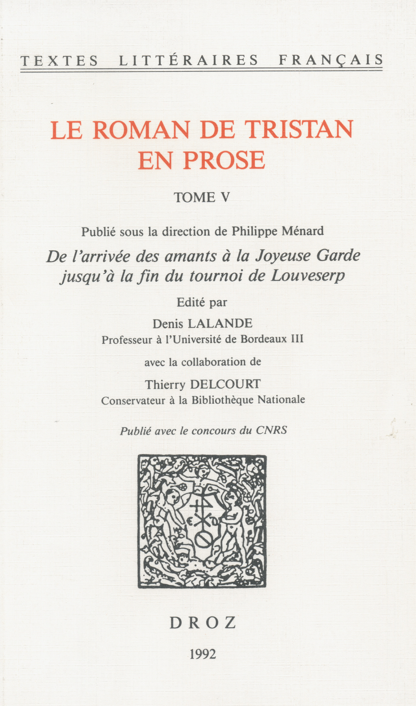 Couverture ebook de Le roman de Tristan en prose, de Librairie Droz