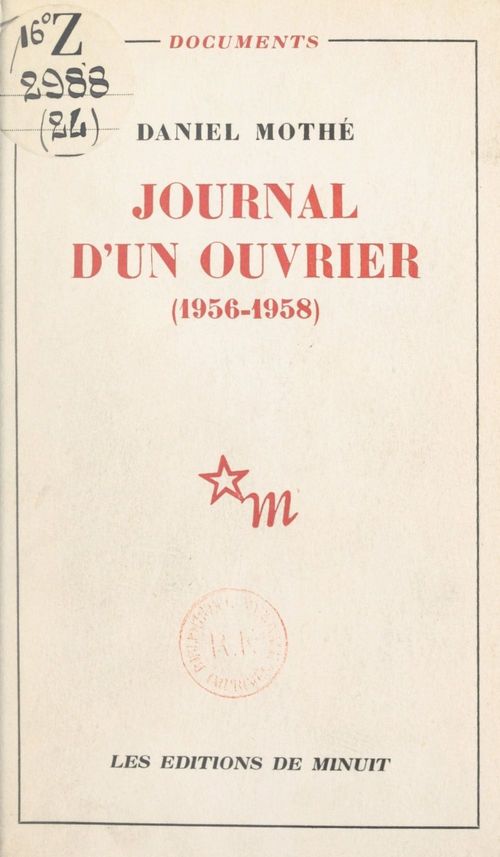Couverture ebook de Journal d'un ouvrier, de Daniel Mothe