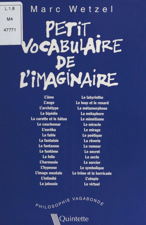 Couverture ebook de Petit vocabulaire de l'imaginaire, de Marc Wetzel