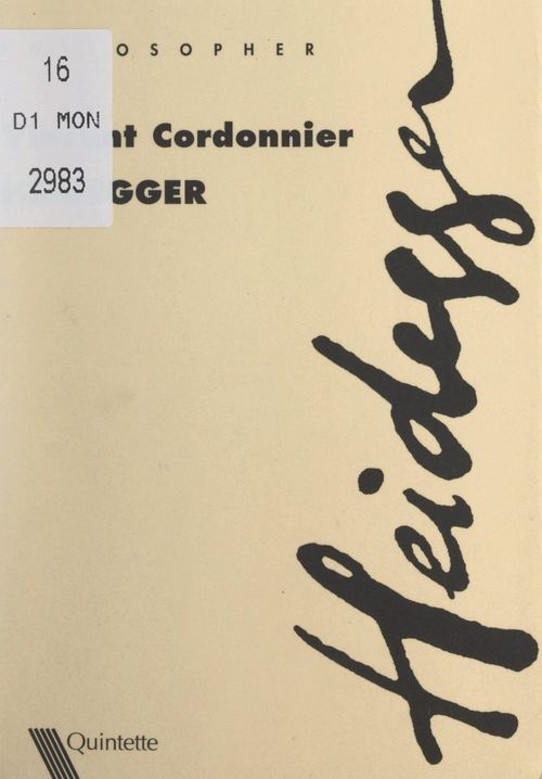 ebook cover of Heidegger, by Vincent Cordonnier