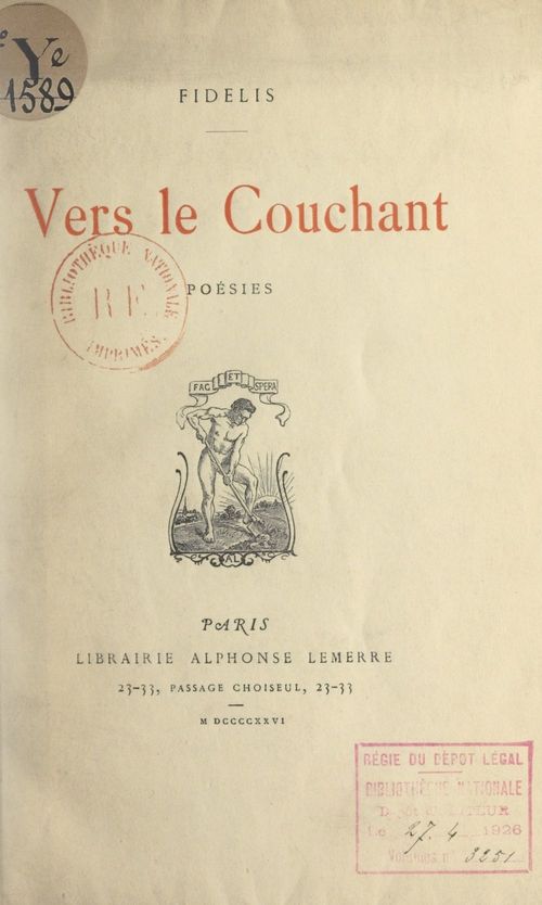 Couverture ebook de Vers le couchant, de Fidelis
