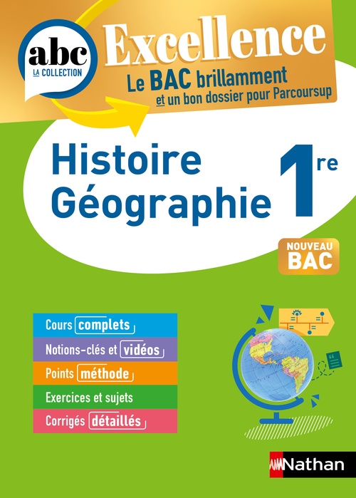 Couverture ebook de ABC du BAC Excellence Histoire-Géographie 1re, de Laetitia Benbassat, Frédéric Fouletier, Pascal Jézéquel, Servane Marzin, Evelyne Pons-Soumah, Johann Protais