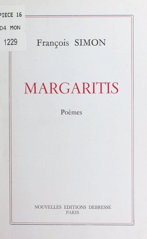 ebook cover of Margaritis : poèmes, by Francois Simon