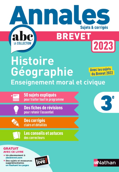ebook cover of Annales Brevet 2023 - Histoire Géographie Enseignement Moral et Civique Corrigés, by Laure Genet, Pascal Jézéquel, Grégoire Pralon