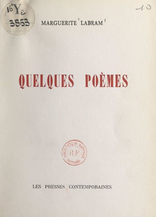 Couverture ebook de Quelques poèmes, de Marguerite Labram