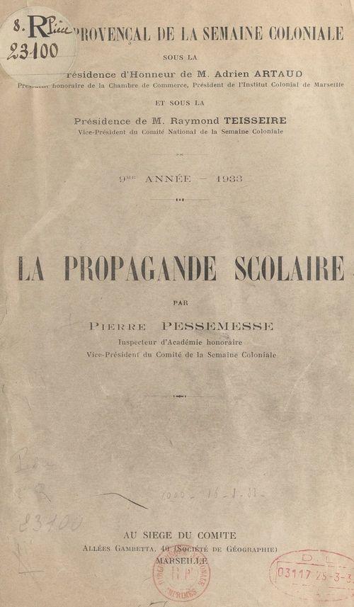 Couverture ebook de La propagande scolaire, de Pierre Pessemesse