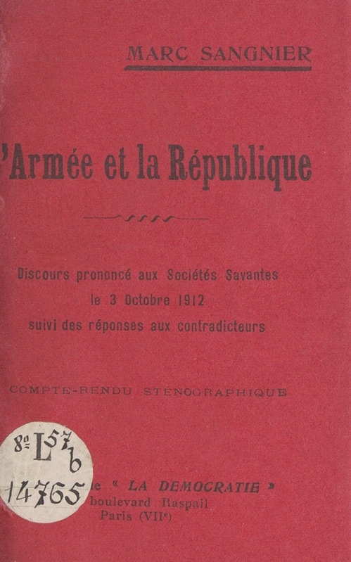 ebook cover of L'armée et la République, by Marc Sangnier