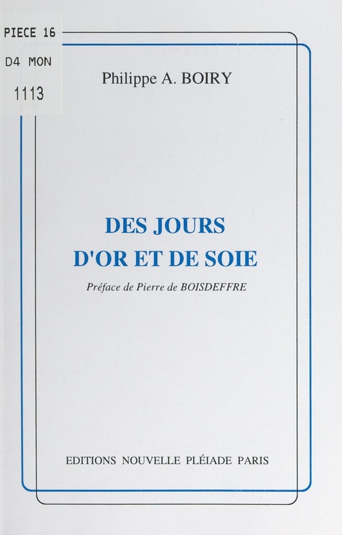ebook cover of Des jours d'or et de soie, by Philippe A. Boiry