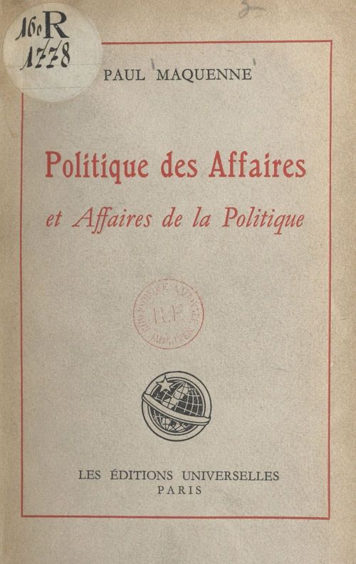 ebook cover of Politique des affaires et affaires de la politique, by Paul Maquenne