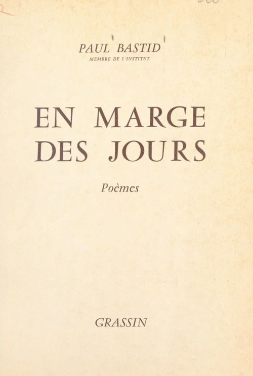 ebook cover of En marge des jours, by Paul Bastid