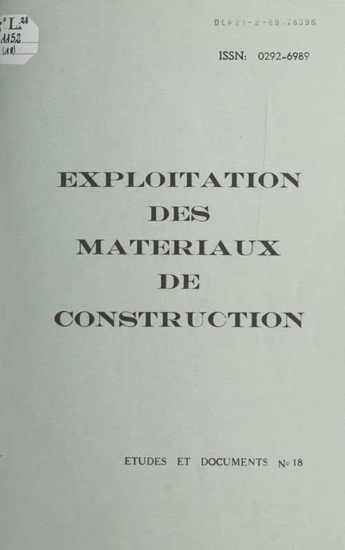 ebook cover of Exploitation des matériaux de construction, by Robert Bouiller