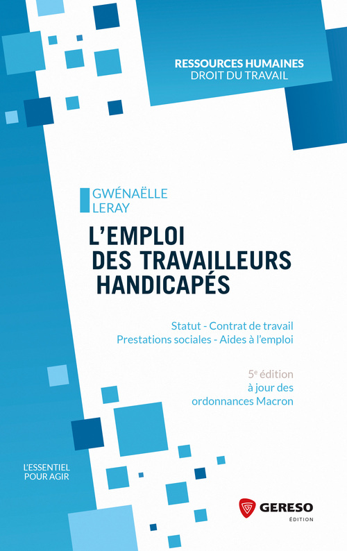 Couverture ebook de L''emploi des travailleurs handicapés, de Gwenaëlle Leray